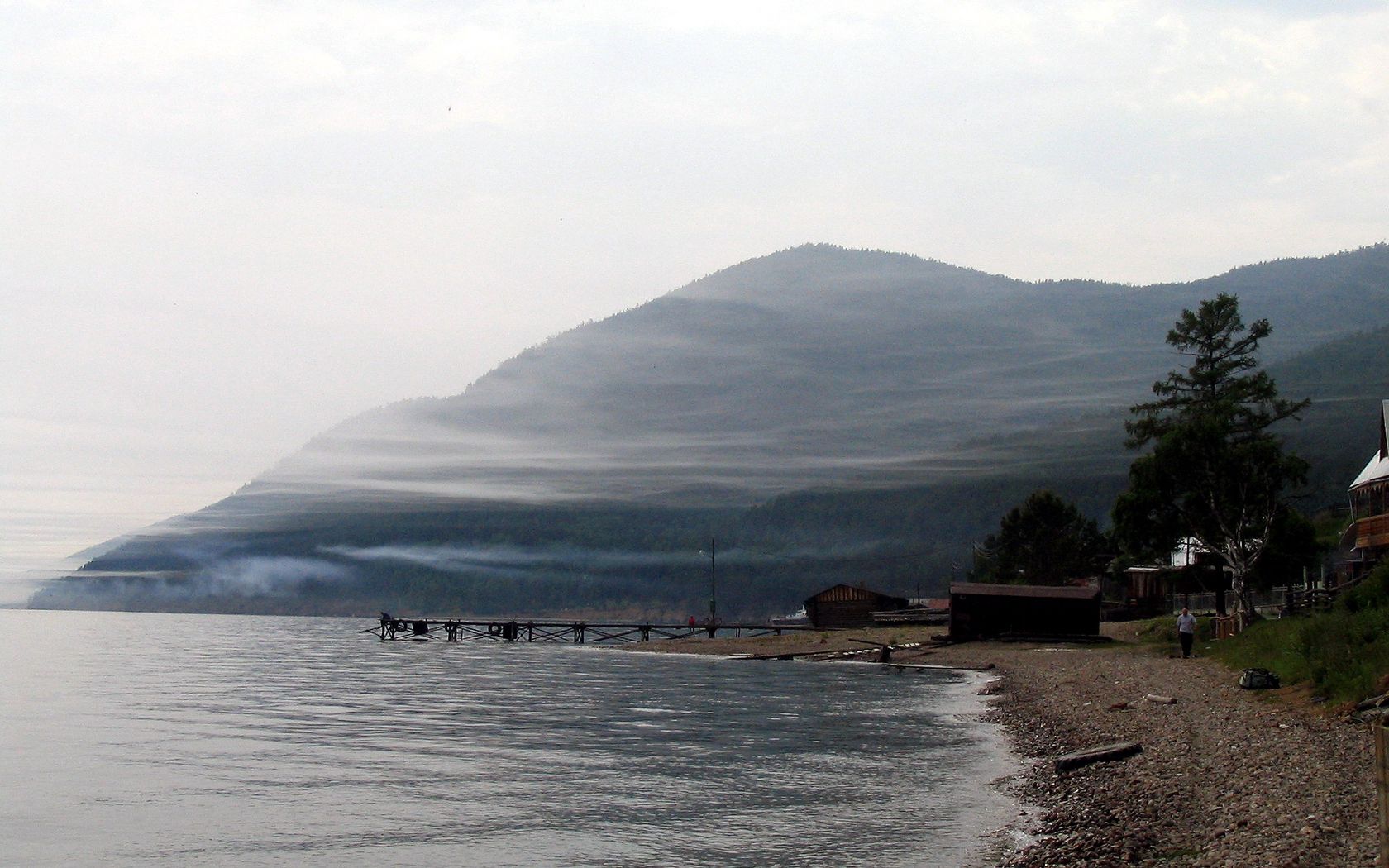 baikal, lake, coast, mountain, haze