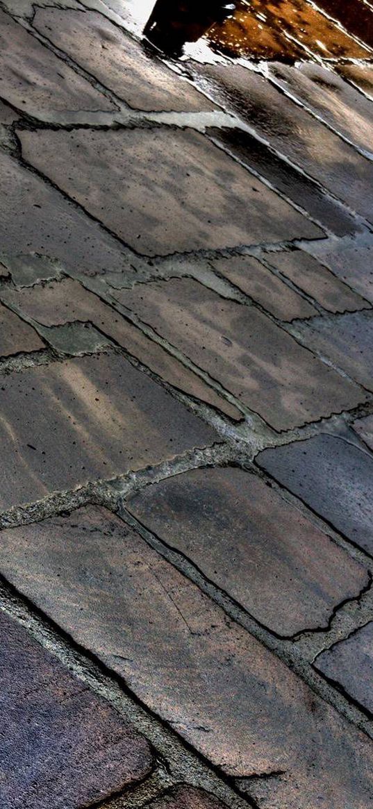 stones, pavement, surface, wet