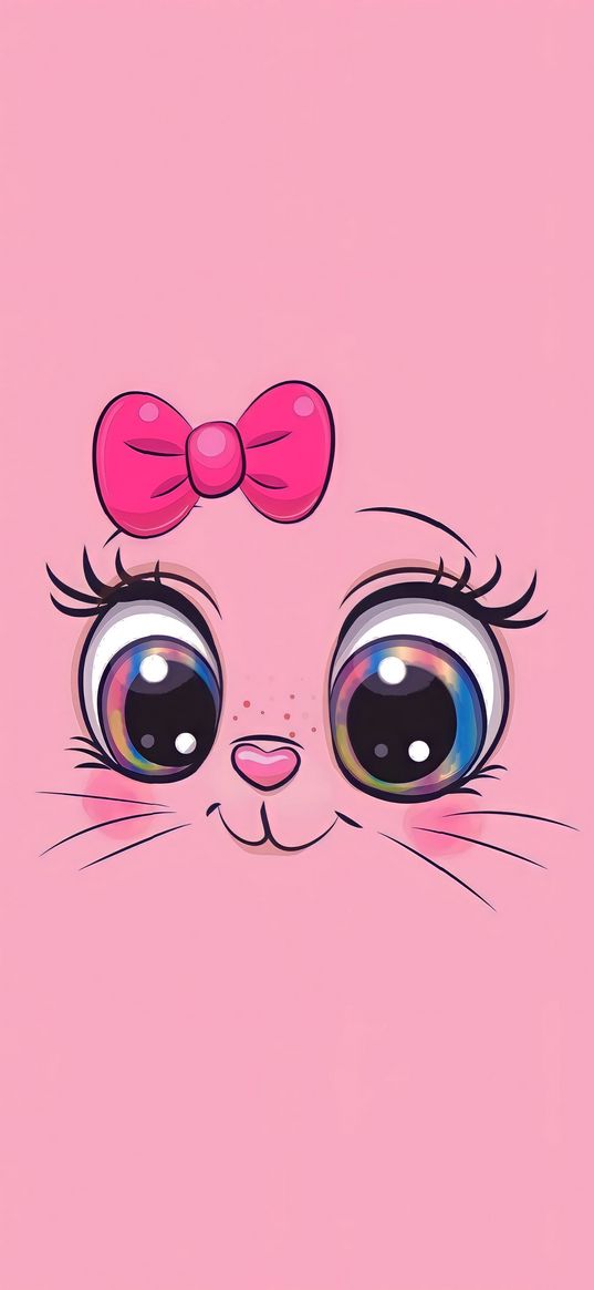 kitten, cute, drawing, cartoon, pink background