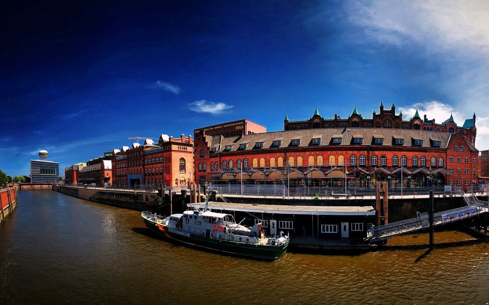 city, hamburg, germany, river, rhine, promenade, sky