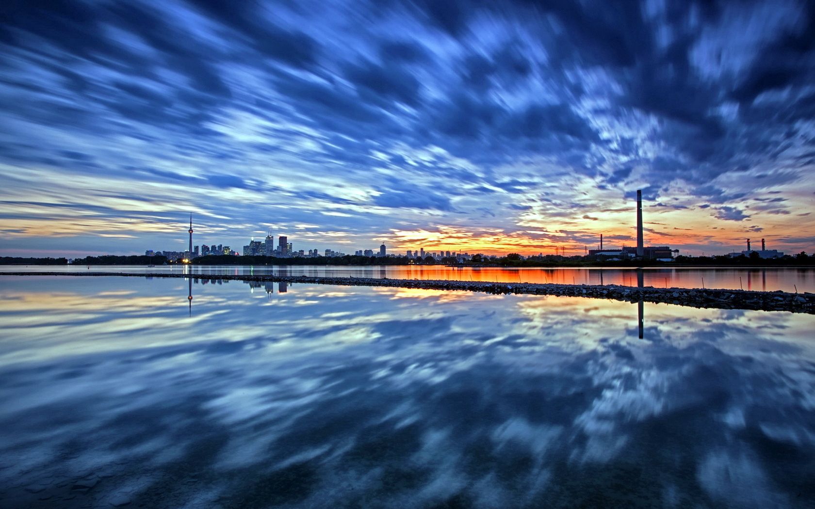 city, sunset, sky, toronto, landscape