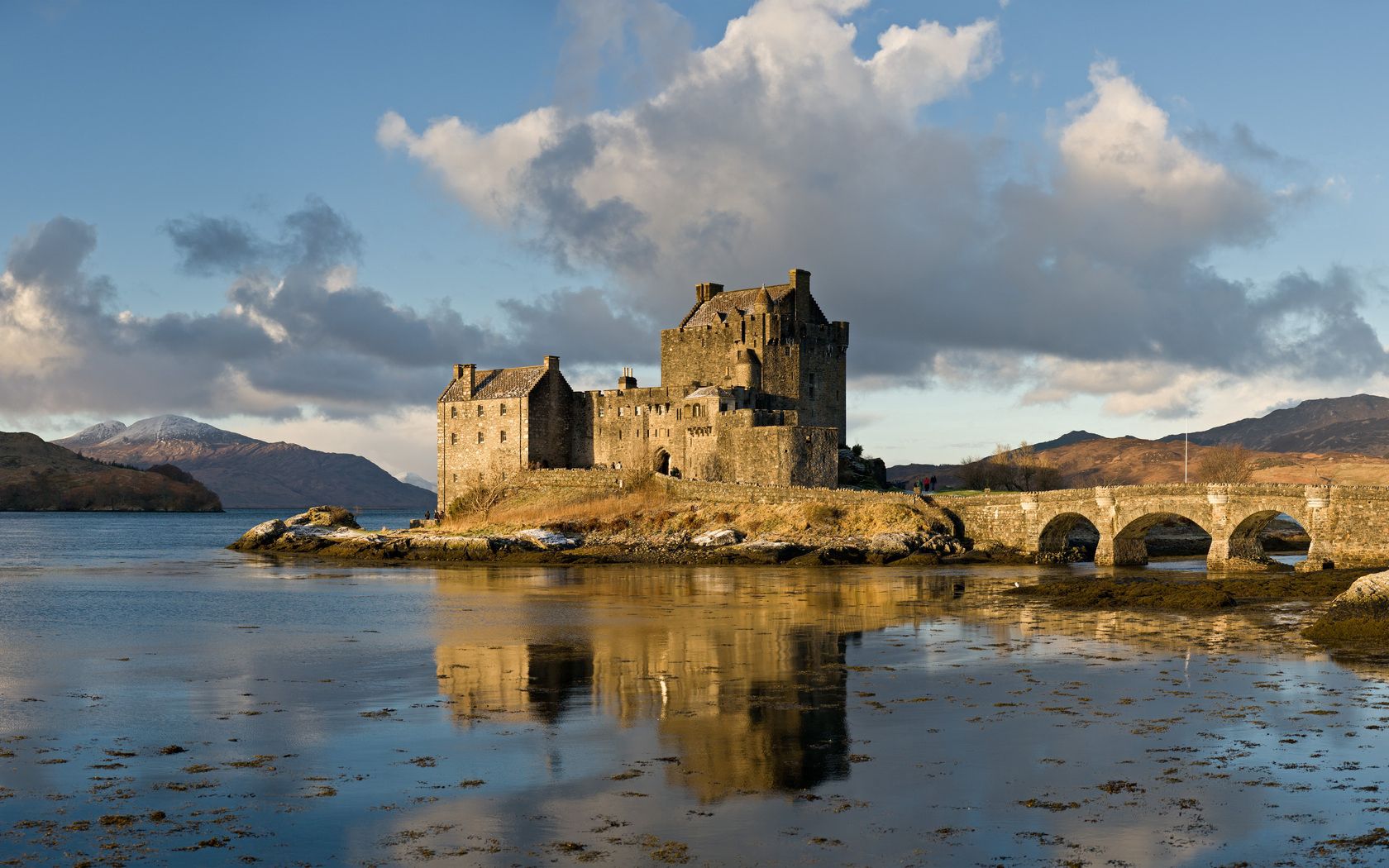 water, bridge, patrimony, castle, mountains