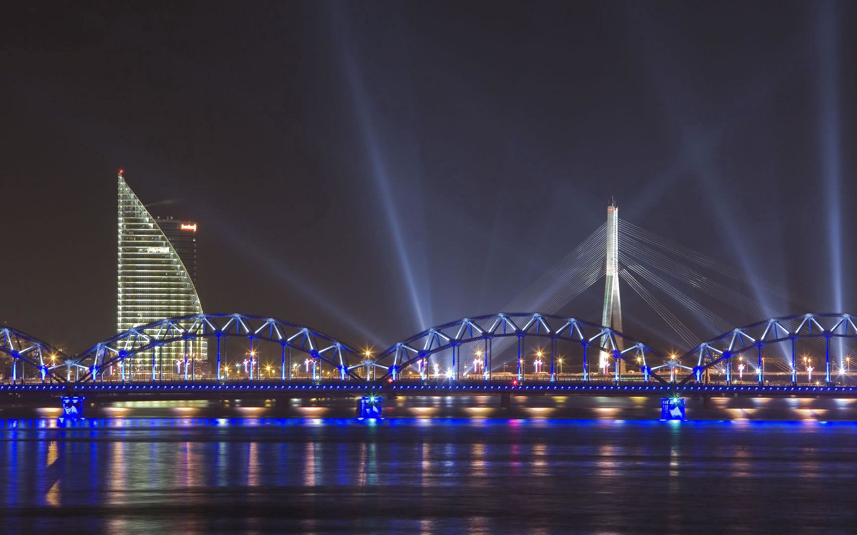 barn, bridge, river, beams, cable bridge