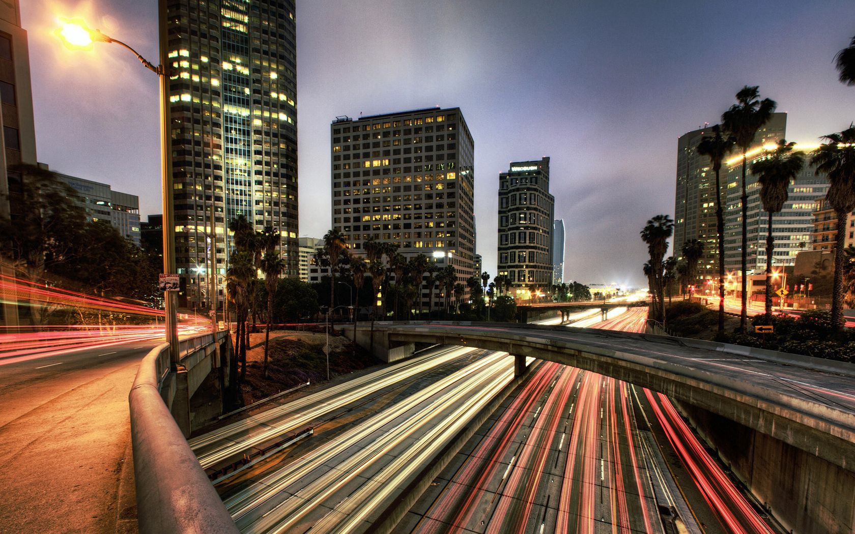 usa, skyscrapers, traffic, bridge