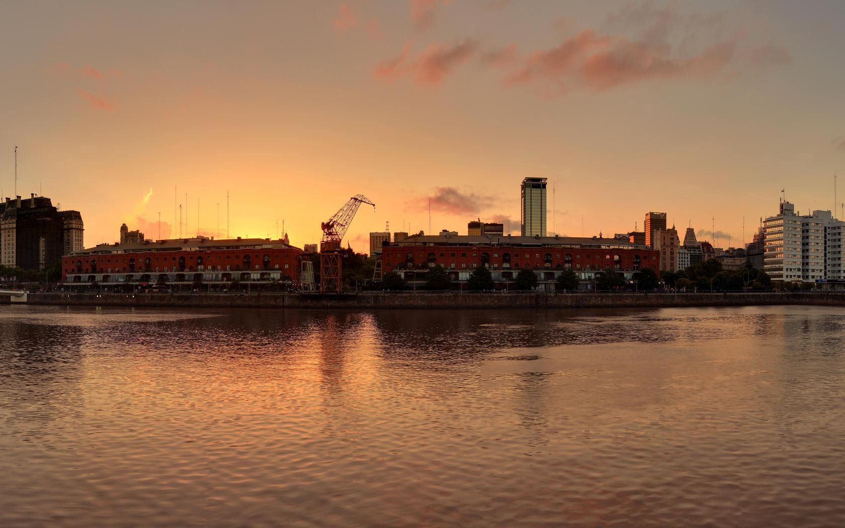 buenos aires, argentina, sunset, water, city