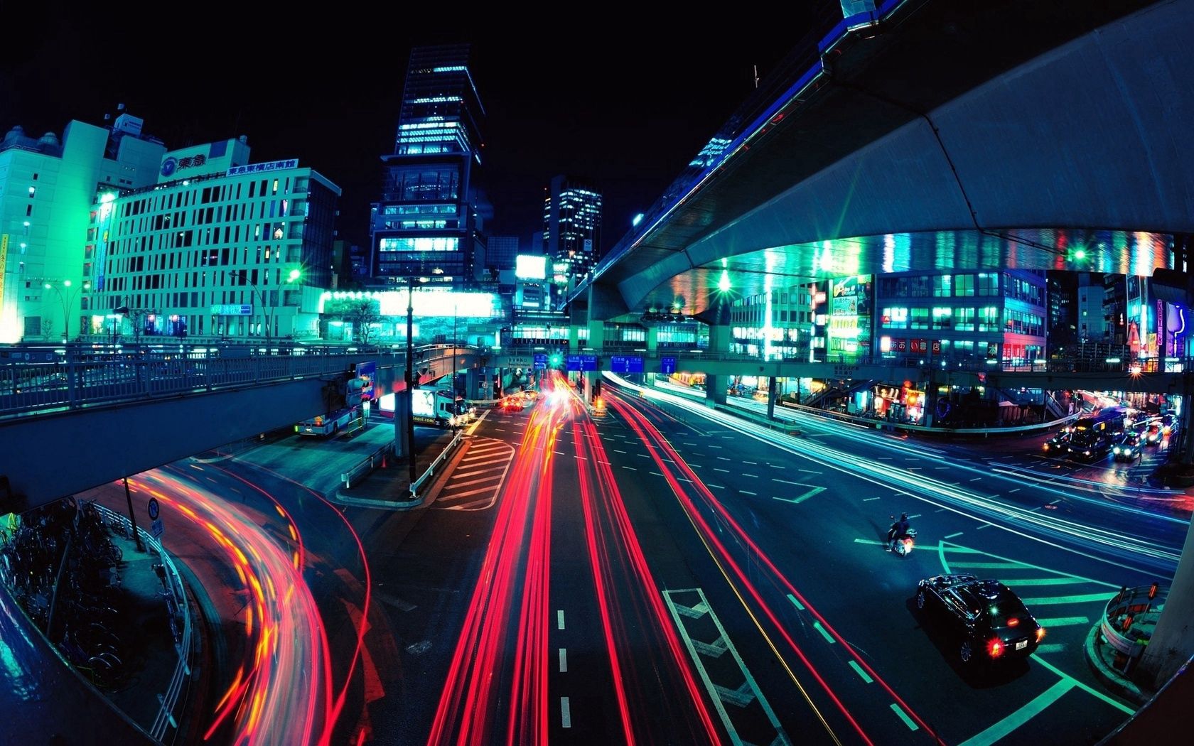 city lights, lights, road, cars, buildings