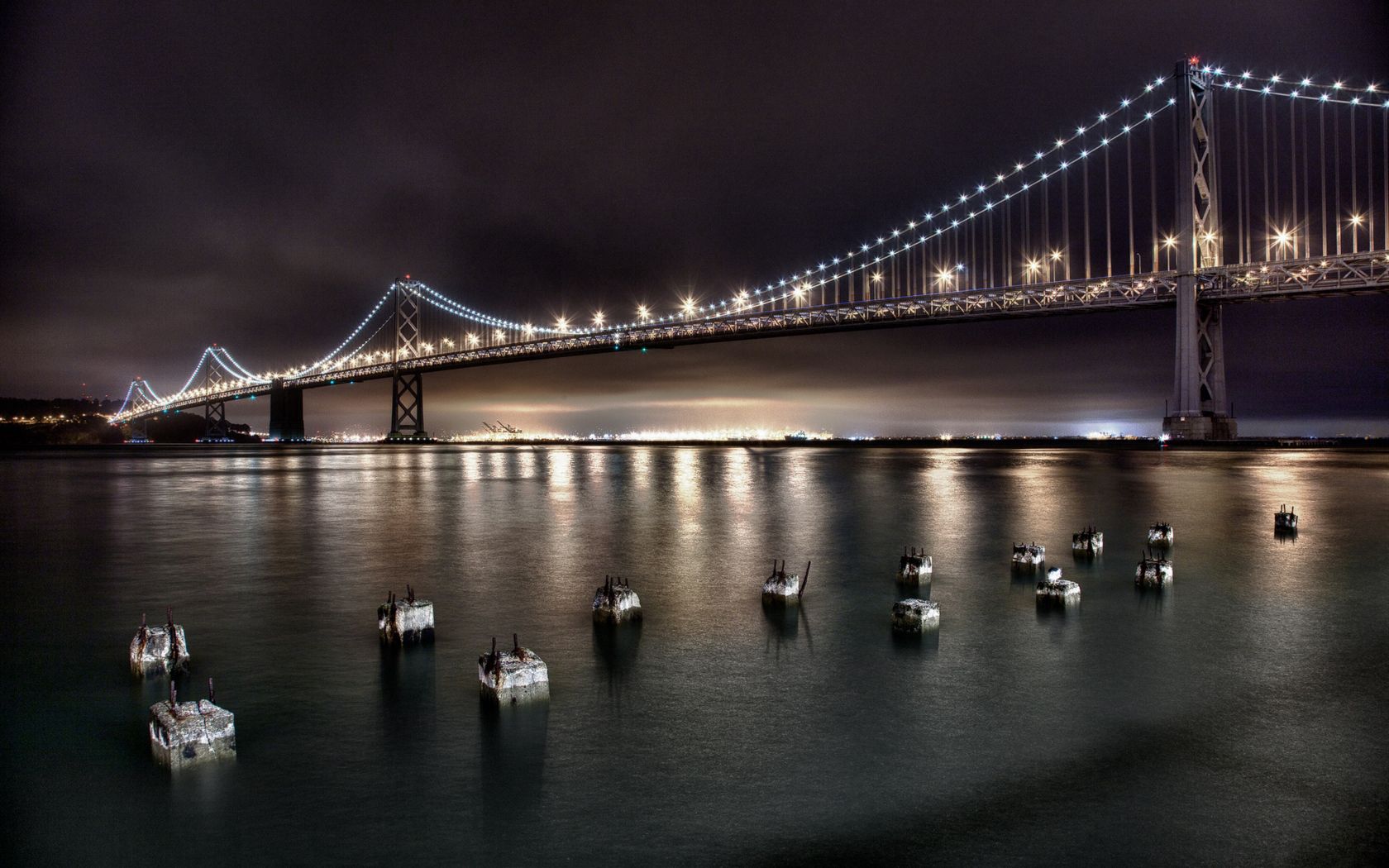 san francisco, bridge, golden, gate, night, sky, water, fire, light