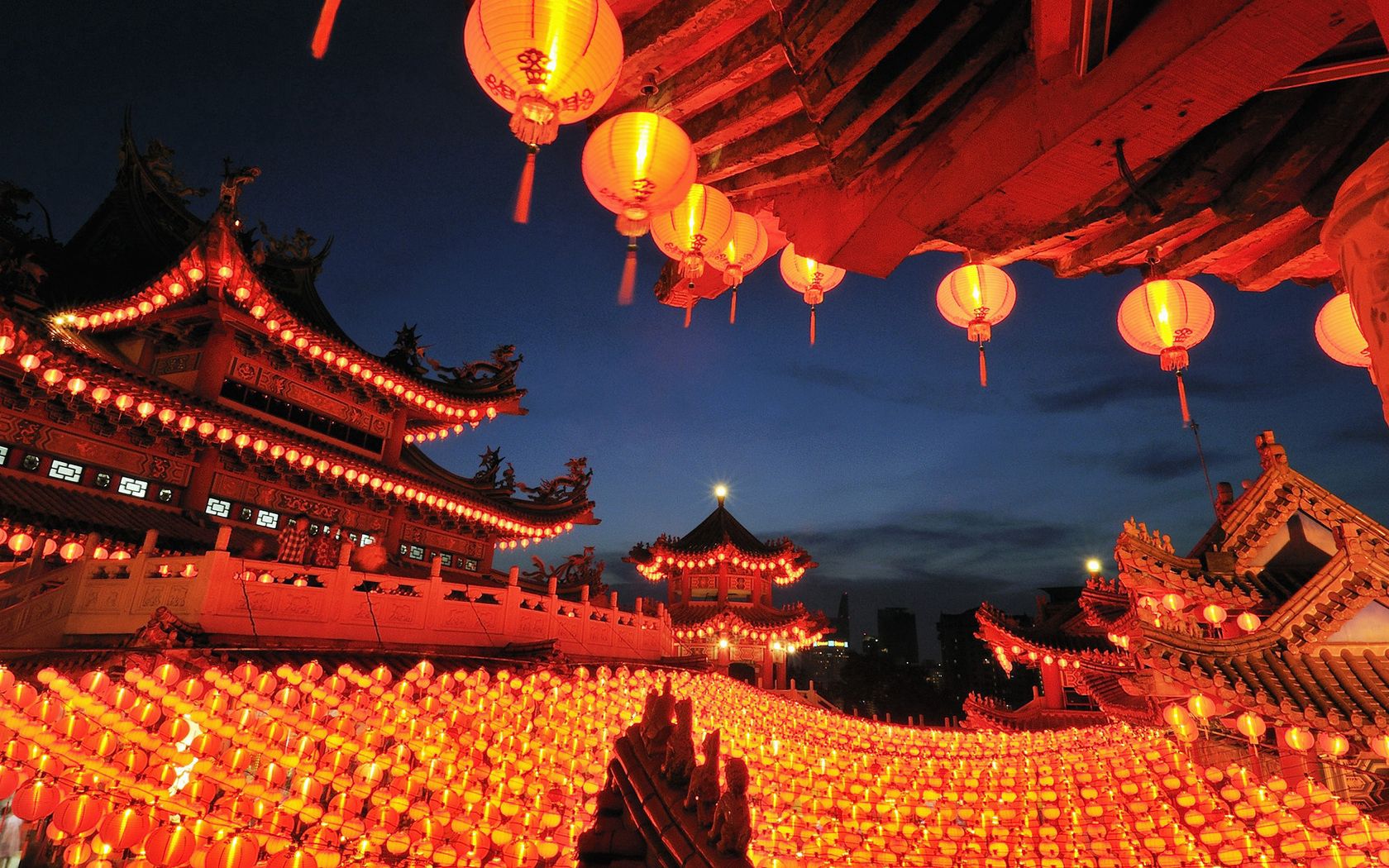 china, buildings, lanterns, set, decoration