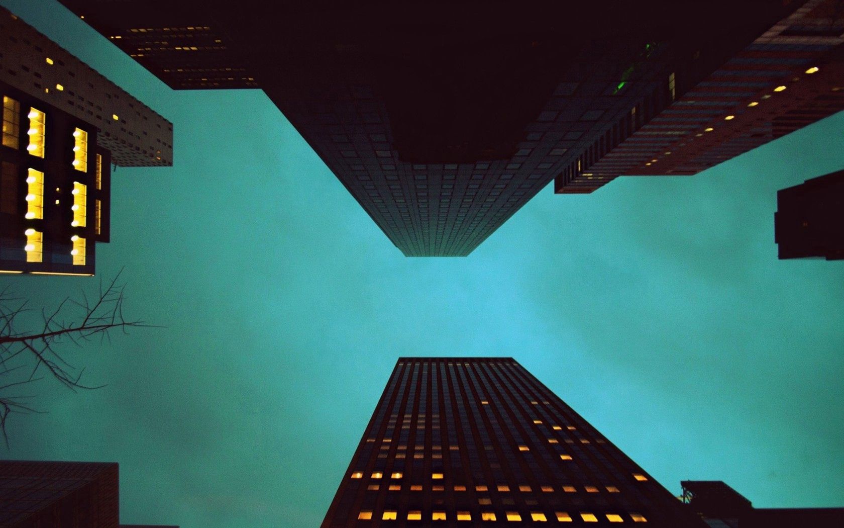 skyscrapers, night, home, windows, light, floors, siding, sky