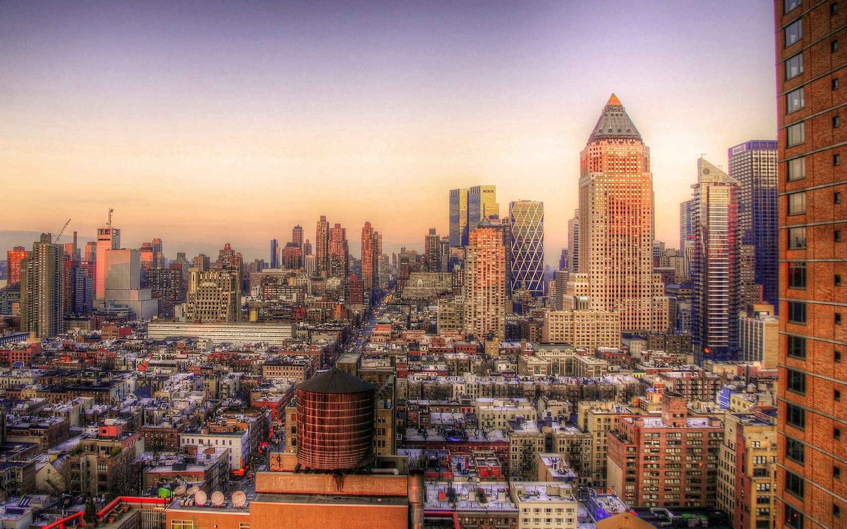 new york, sunset, buildings, hdr