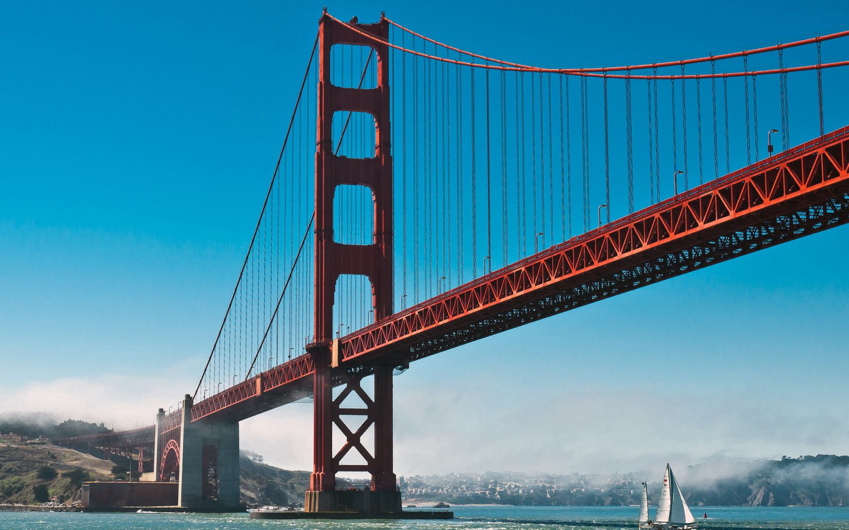 san francisco, golden gate, sailboat, bay, ocean, sky, water