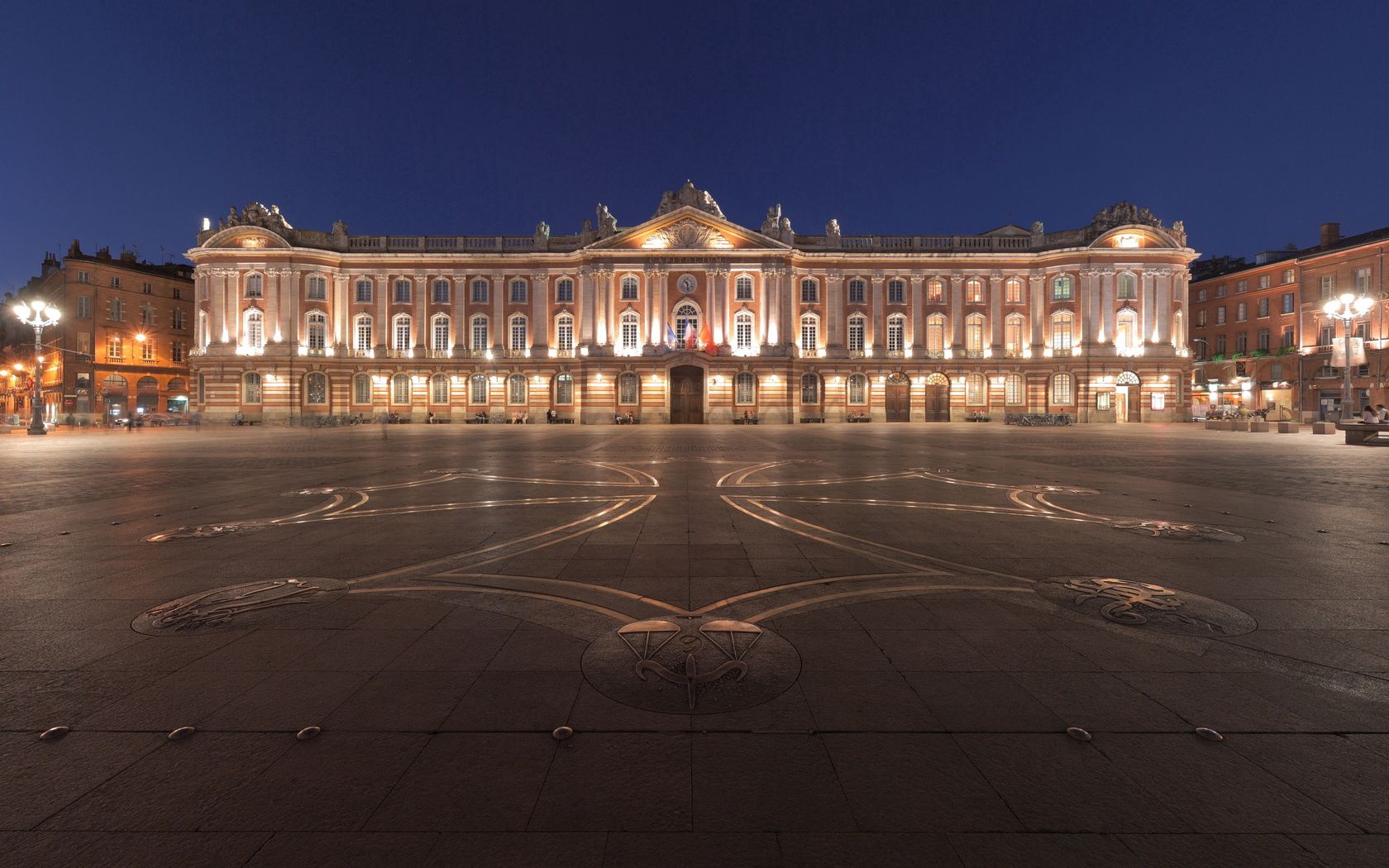 toulouse, city, square, night, france