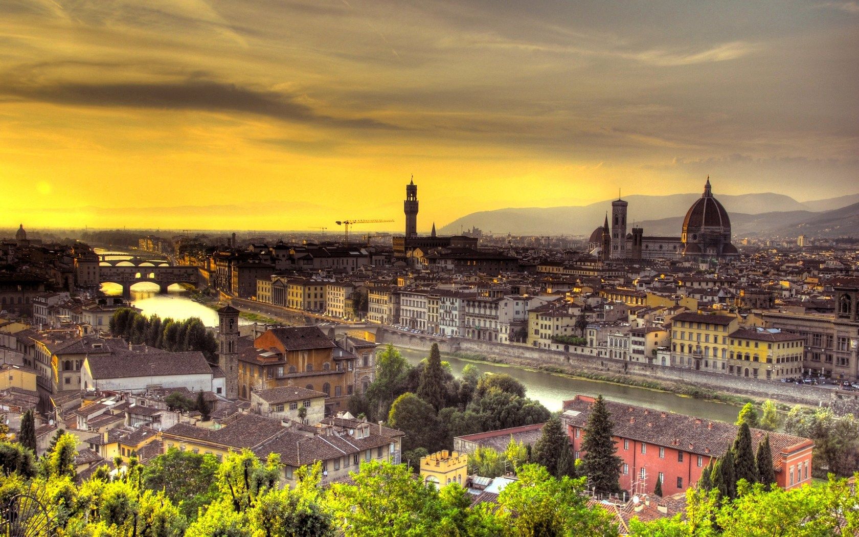 florence, italy, sunset