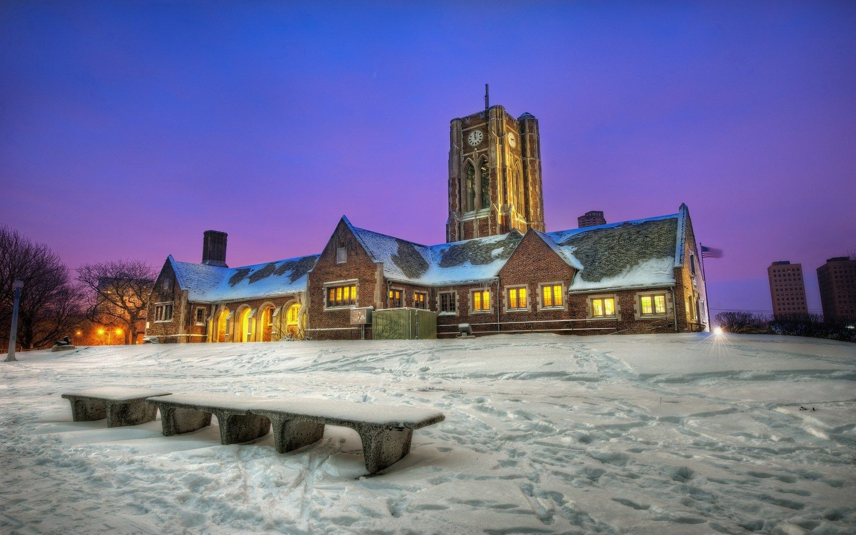 chicago, illinois, building, snow