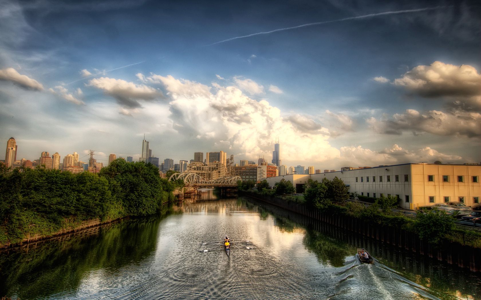 chicago, illinois, river, hdr