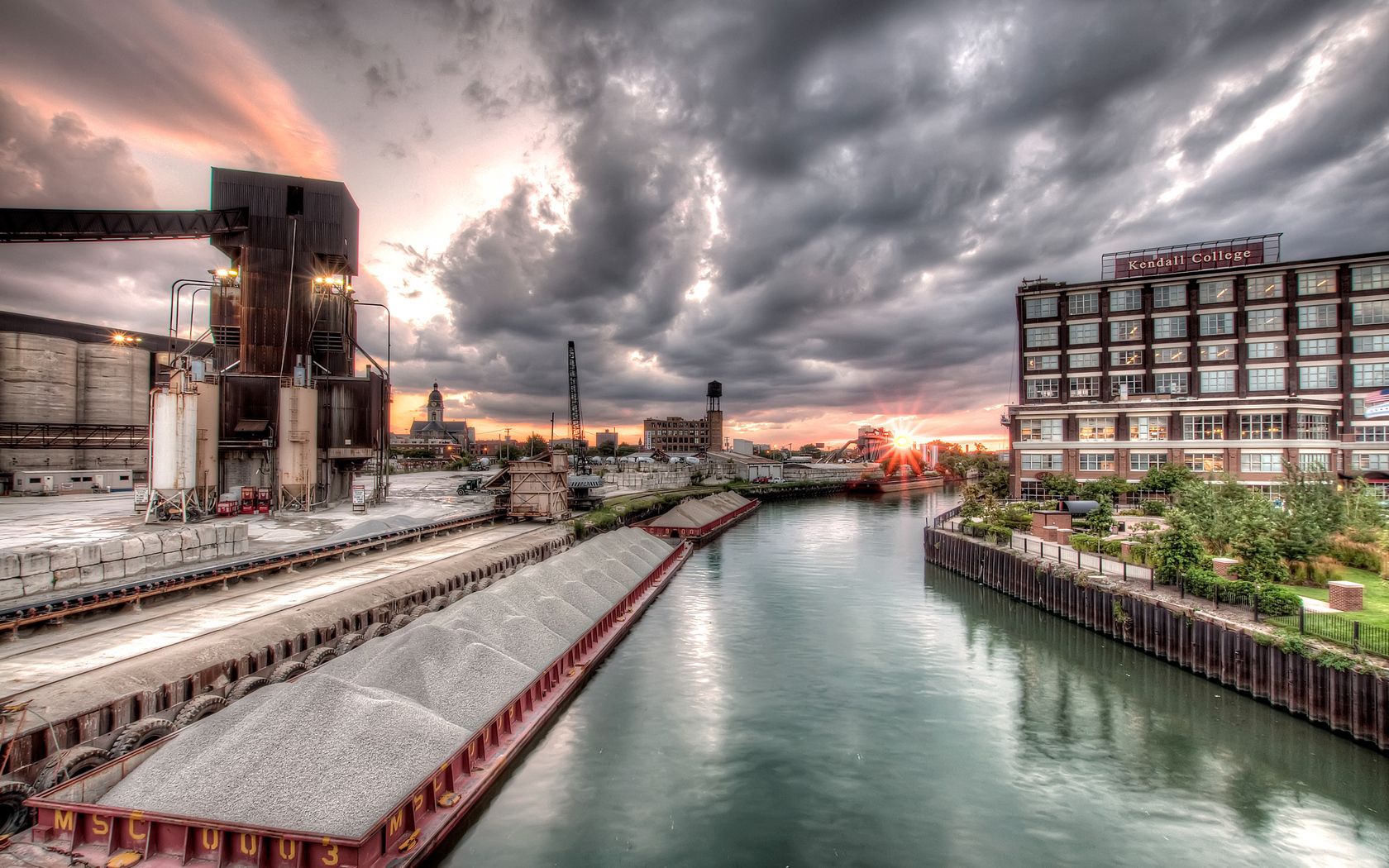 chicago, illinois, facility, building, river, hdr