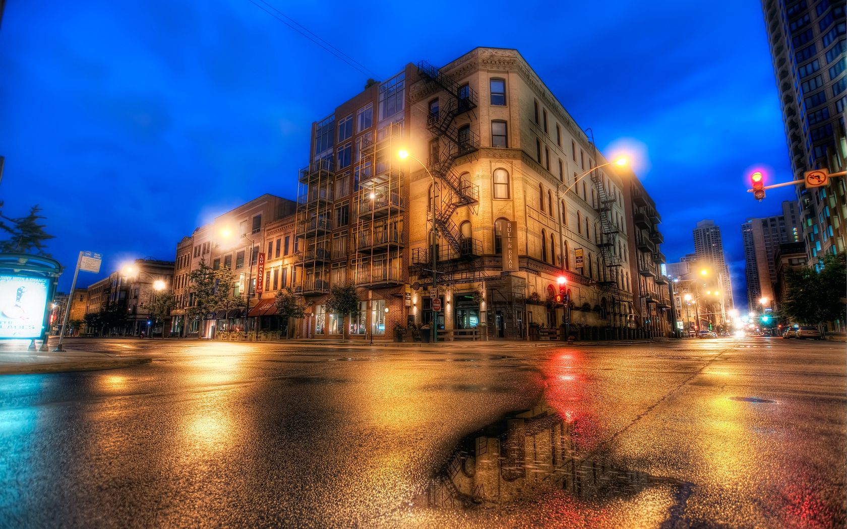 chicago, illinois, street, evening, hdr