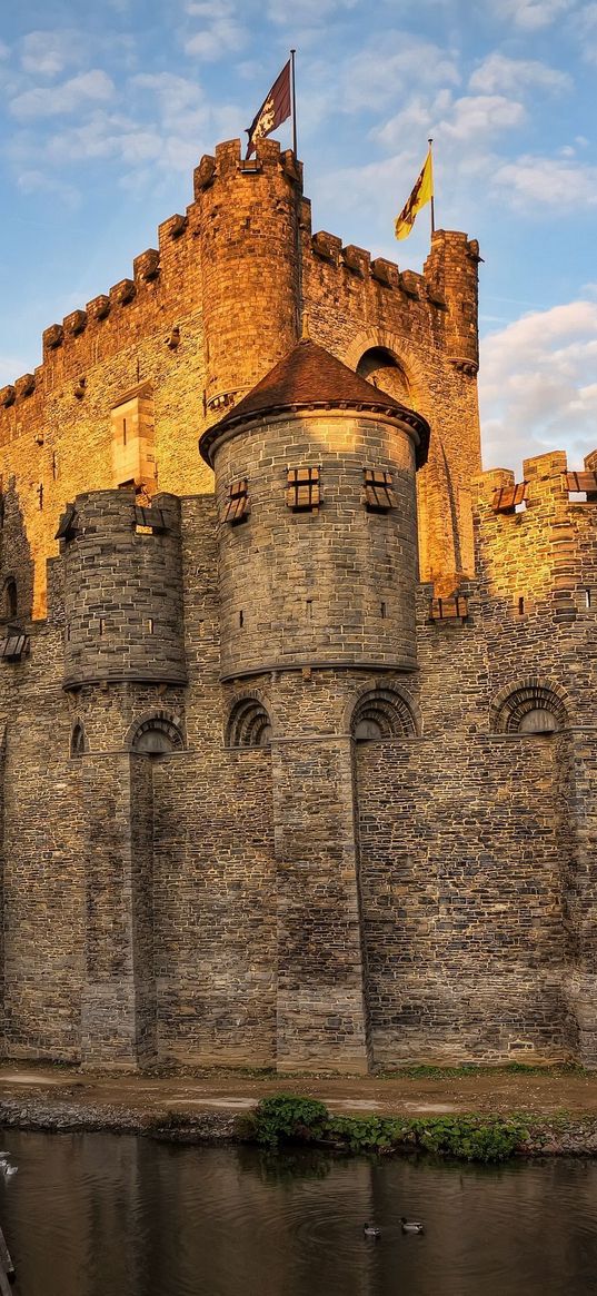 belgium, castle, moat, wall