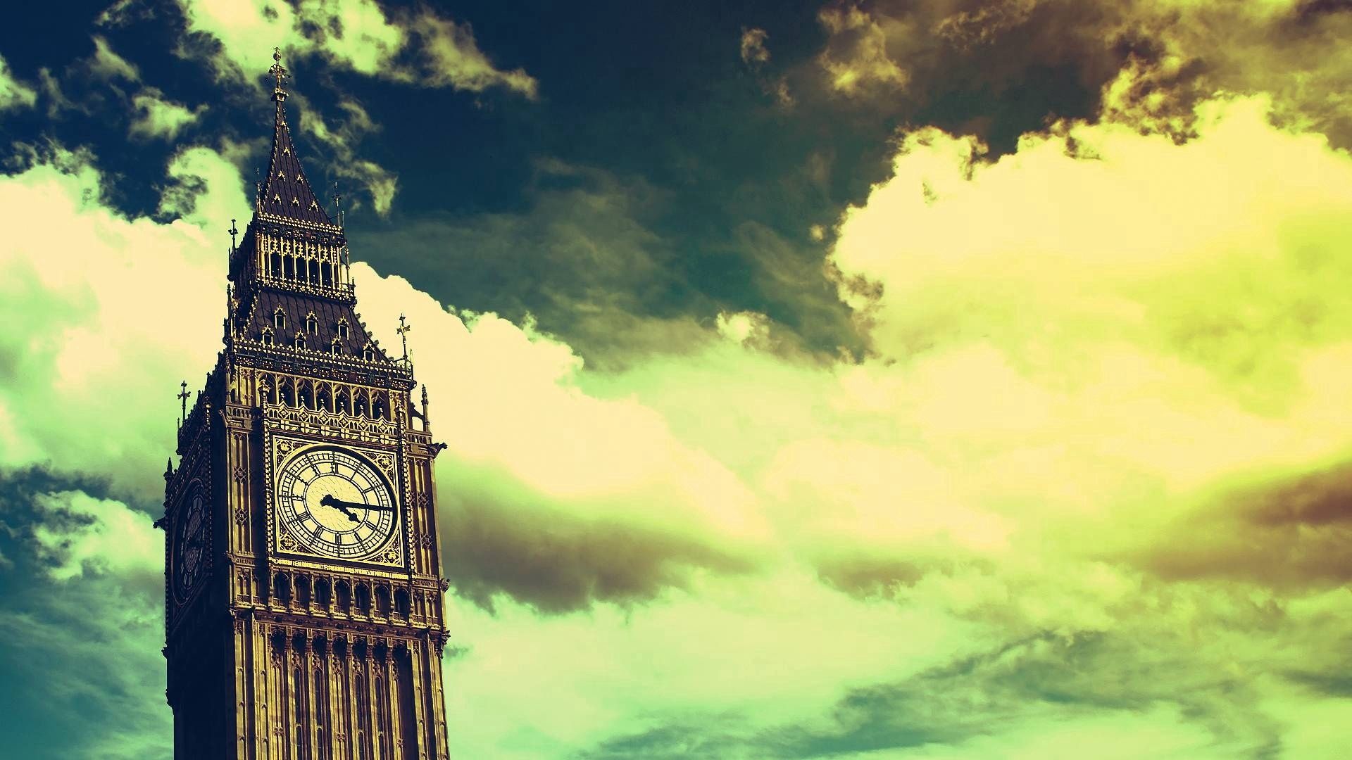 big ben, clock, london, sky