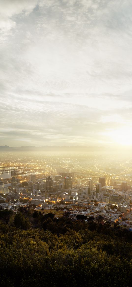 cape town, south africa, fog, buildings, hills