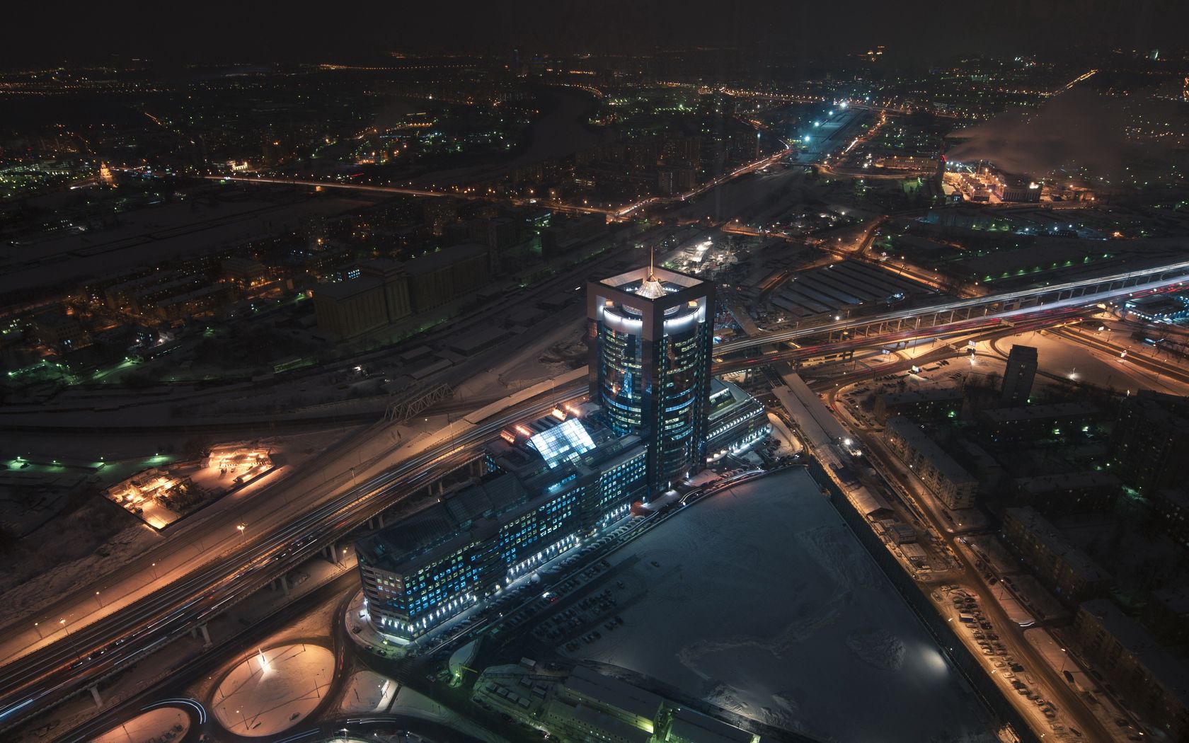 moscow, moscow city, top view, night