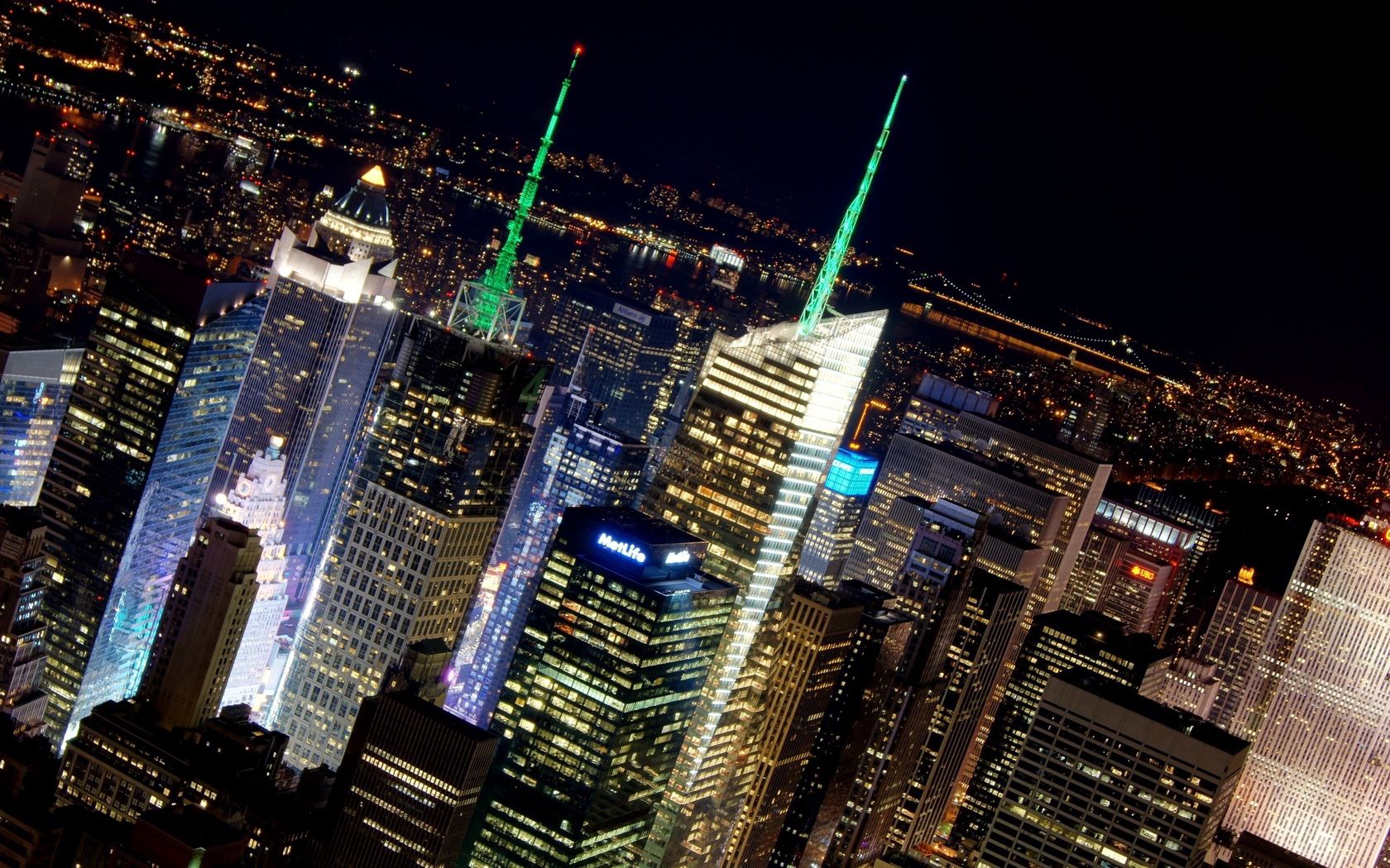 new york city, usa, skyscraper, night, light, windows