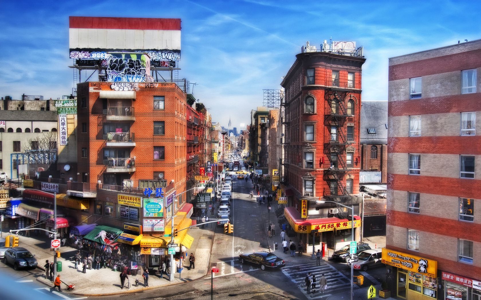 new york, usa, buildings, traffic, people, cars, vanity, hdr