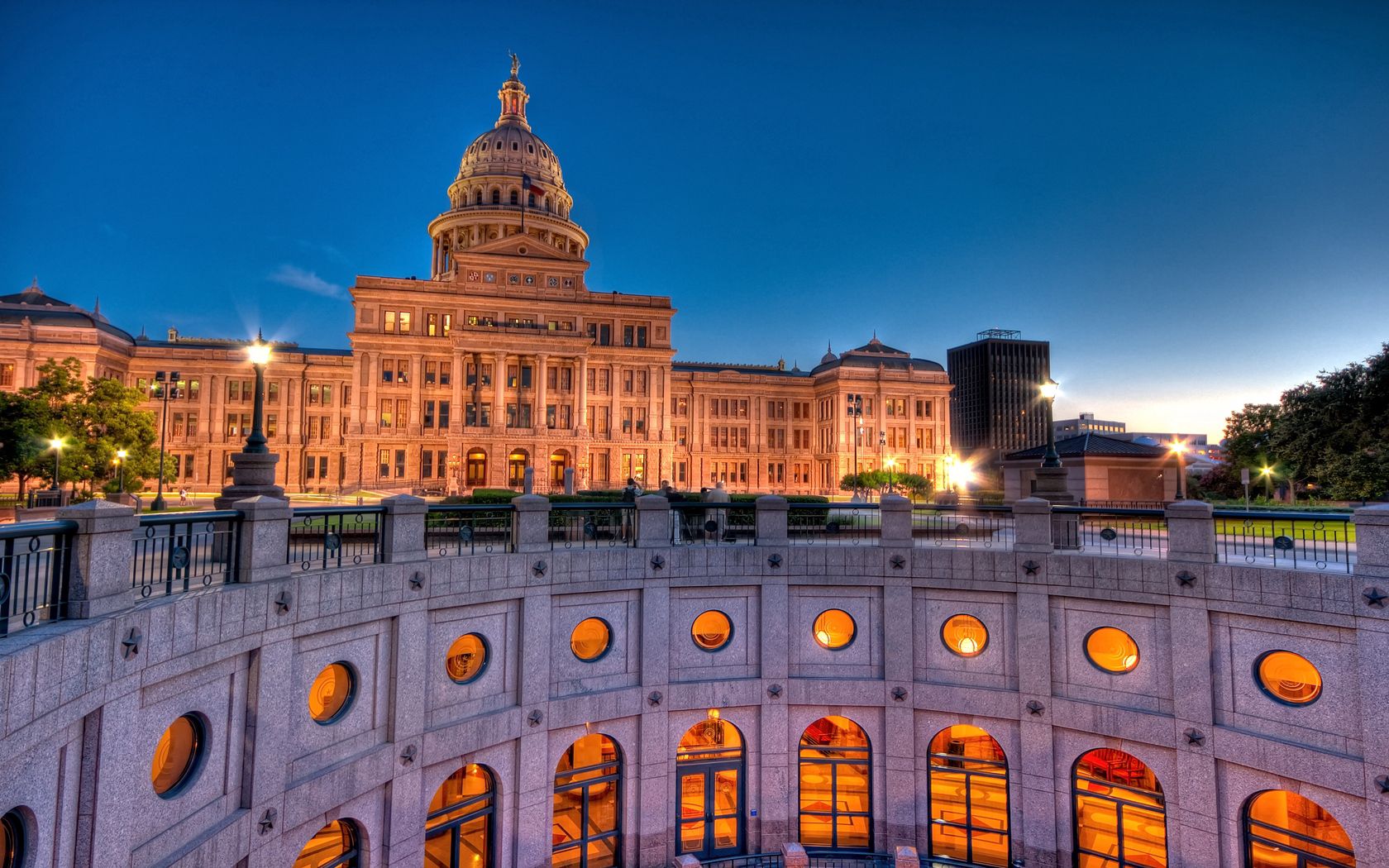 austin, texas, bridge, building, evening