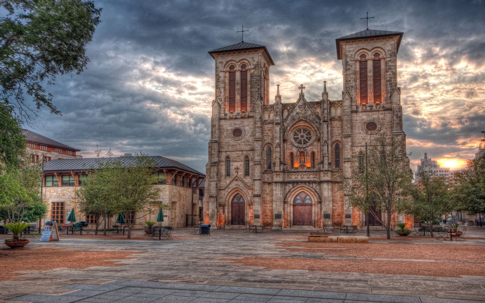 san antonio, texas, sunset, building, architecture, hdr