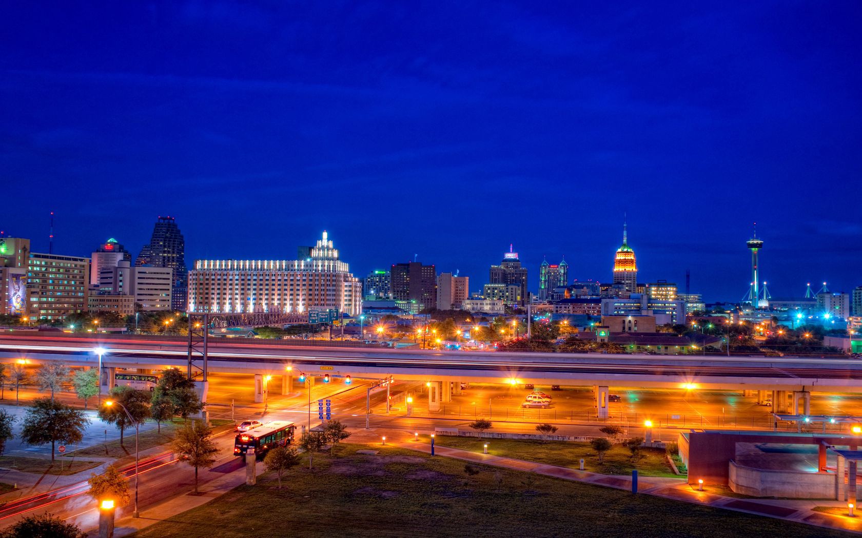 san antonio, texas, night, city lights