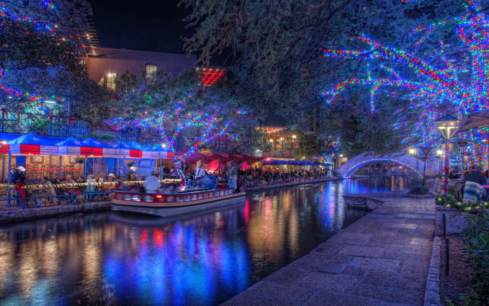 san antonio, texas, night, entertainment, trees, decorations, holiday