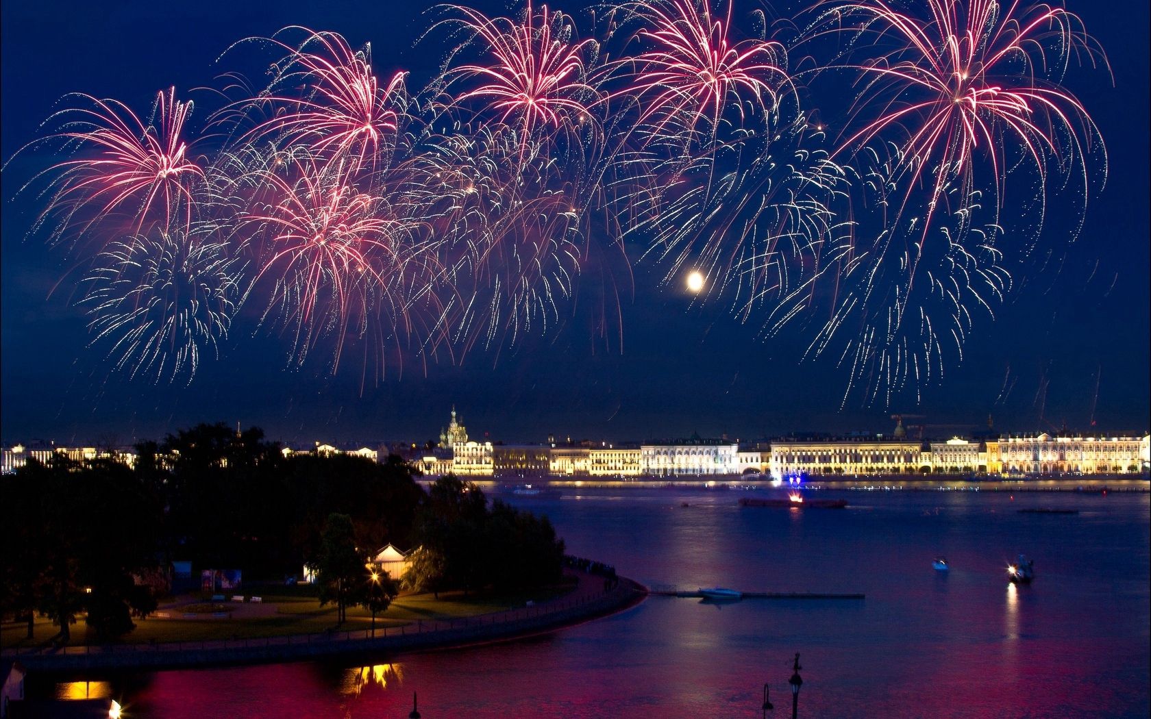 st petersburg, night, red sails, fireworks, sailboat