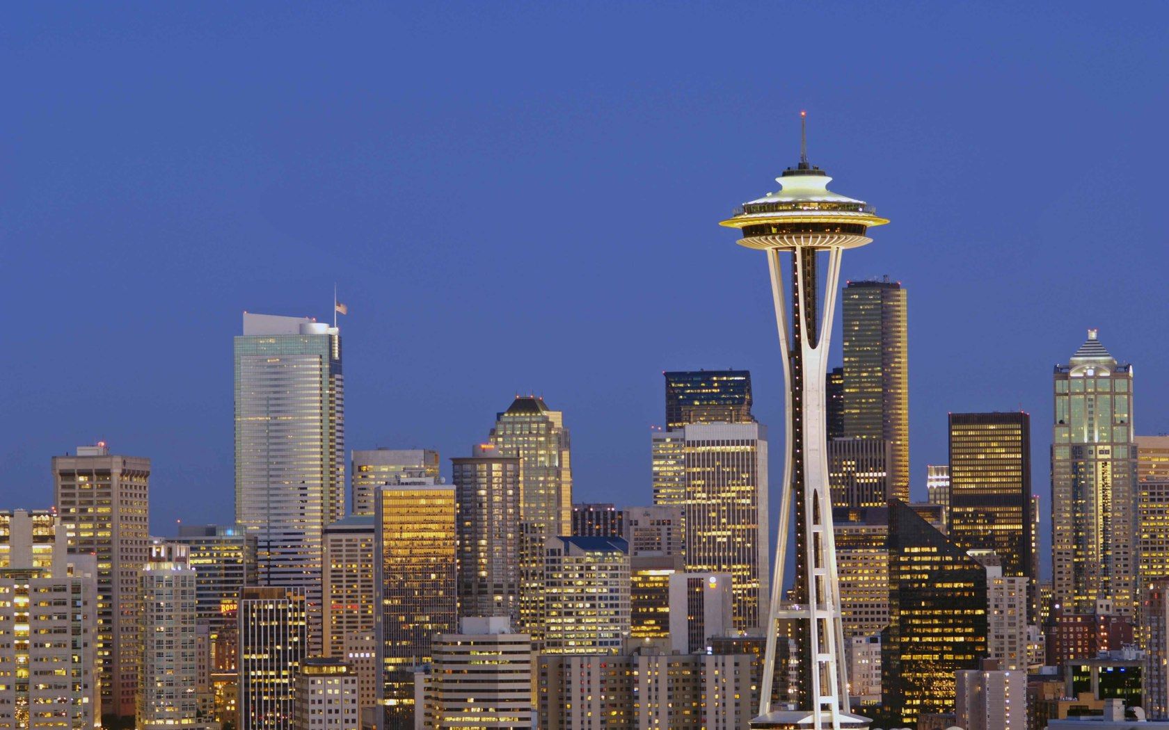 seattle, twilight, washington, buildings, skyscrapers