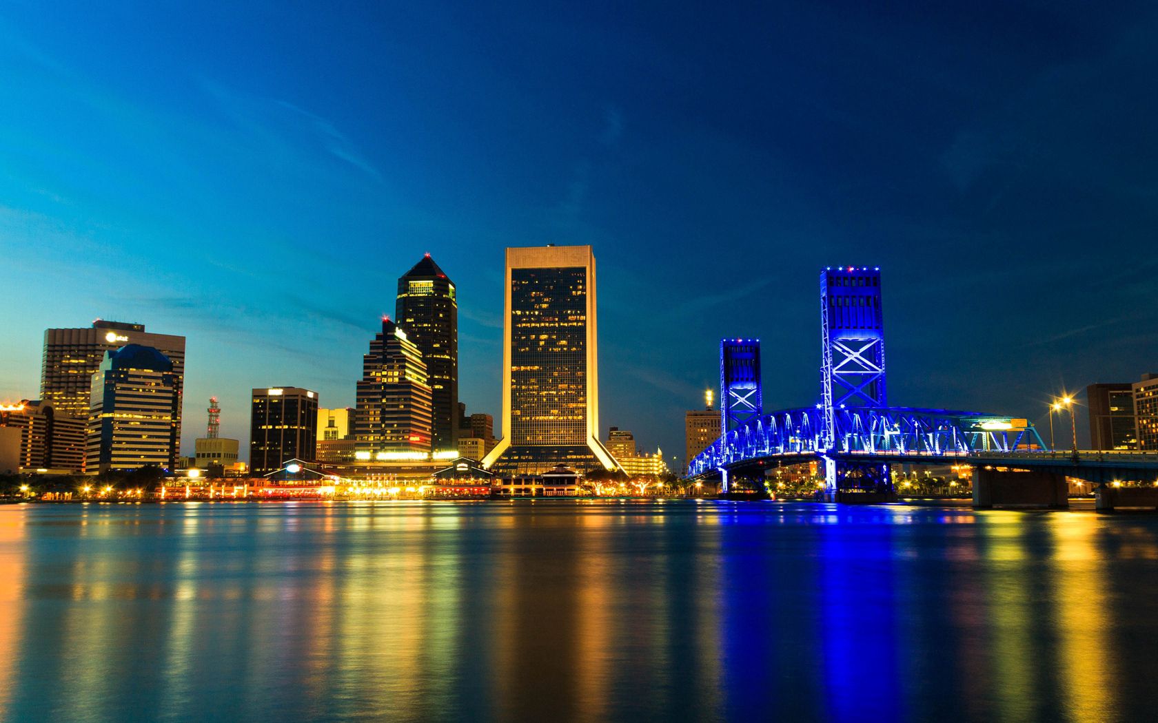 usa, jacksonville, florida, bridge, city, night