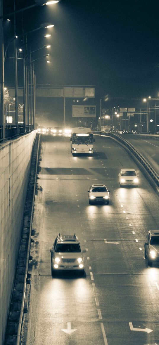 almaty, city, lights, cars, road