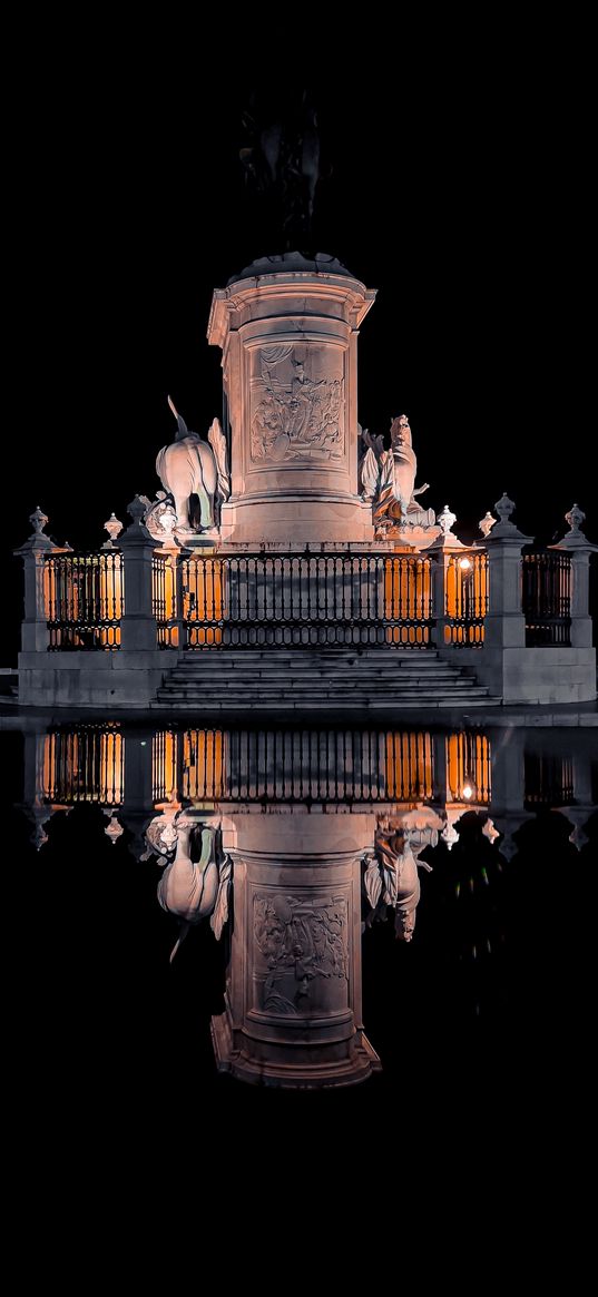 night, reflection, monument, black