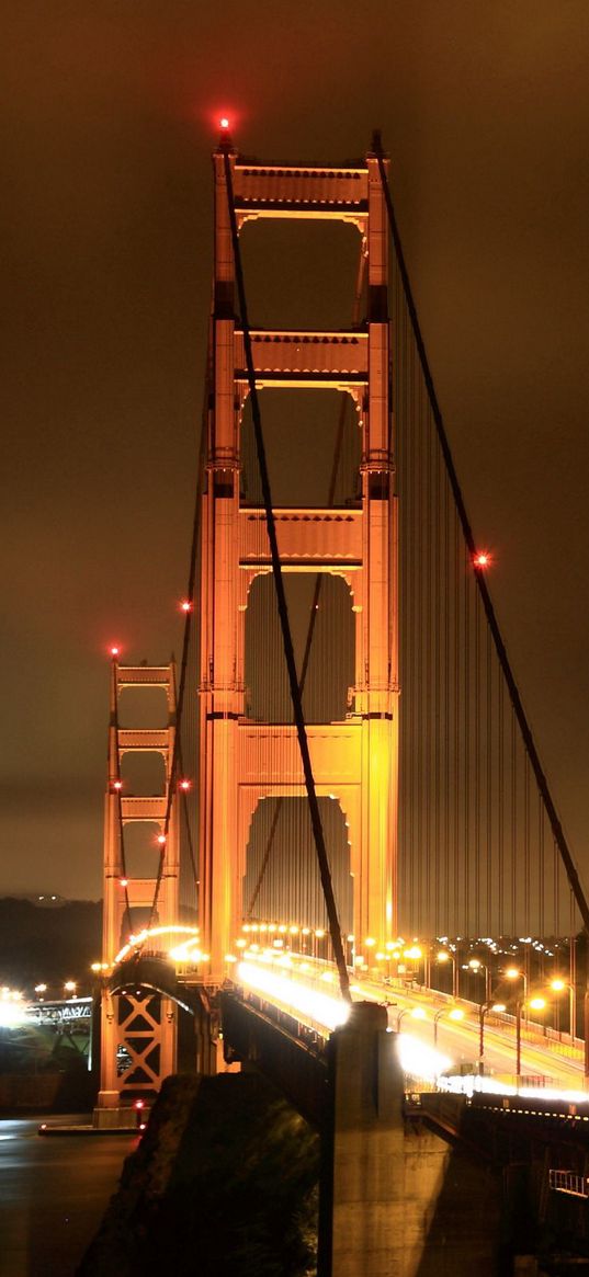 city, america, usa, states, bridges, night, road, roads, ocean, sea, water, light, lights, home