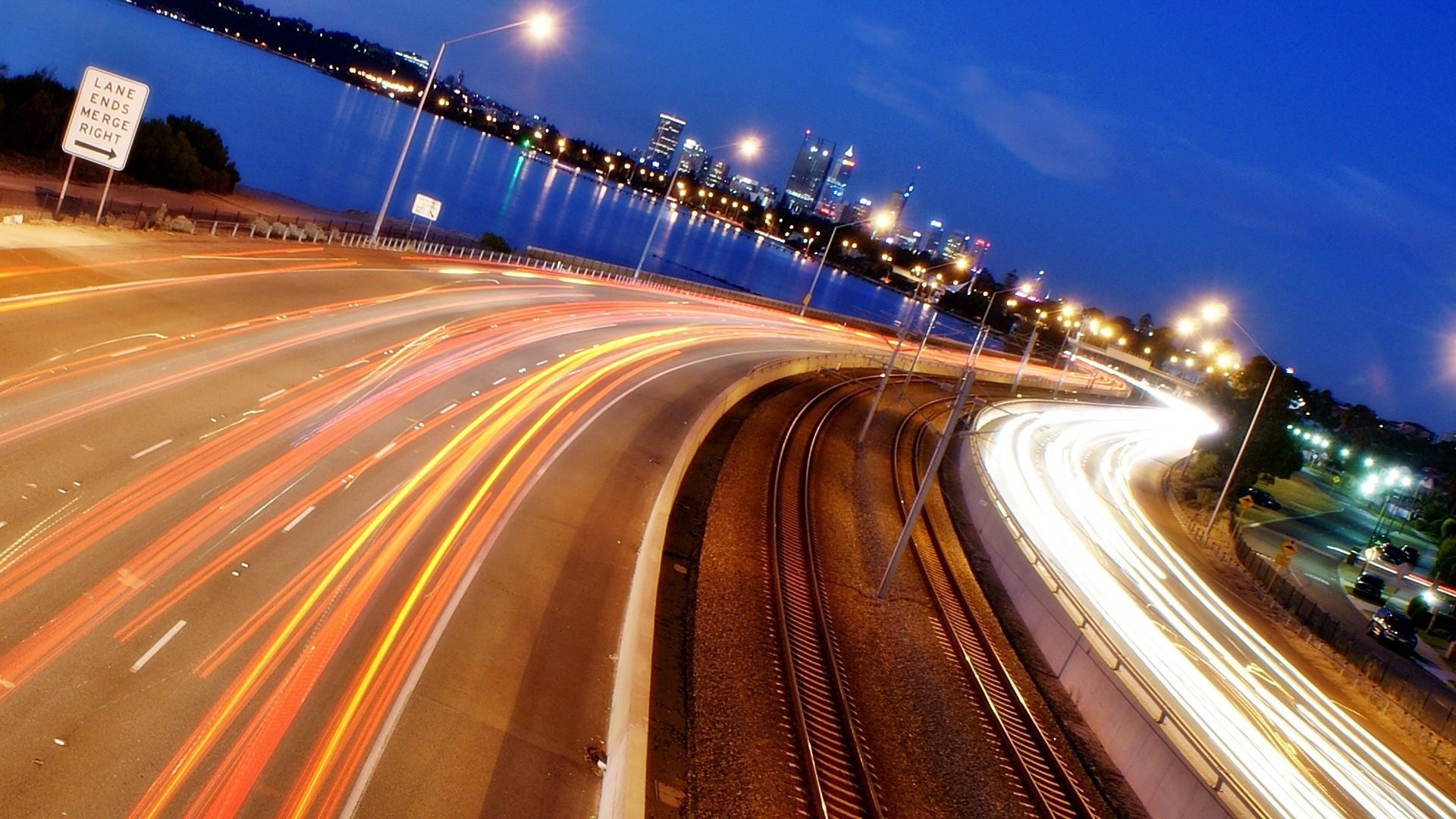 road, traffic, light, night