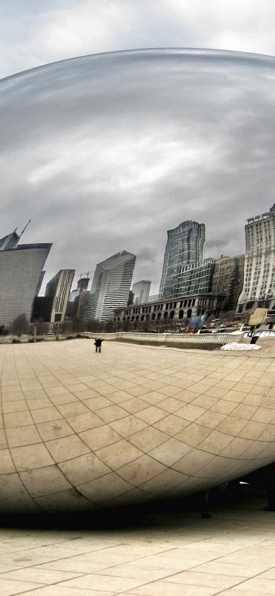 mirror, people, city, tourists, reflection, chicago