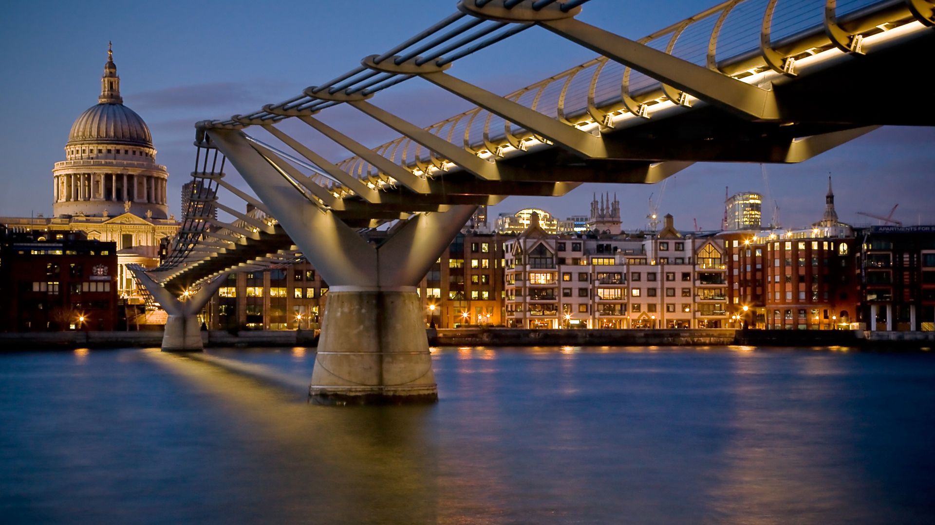 london, bridge, building, night