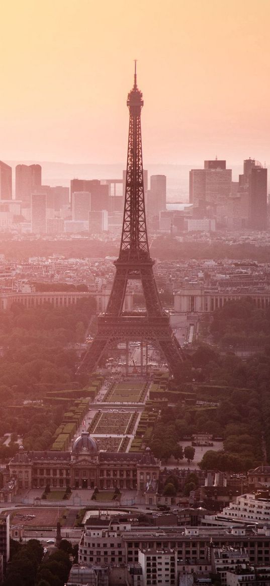 city, paris, france, eiffel tower, dawn, morning, look, mist