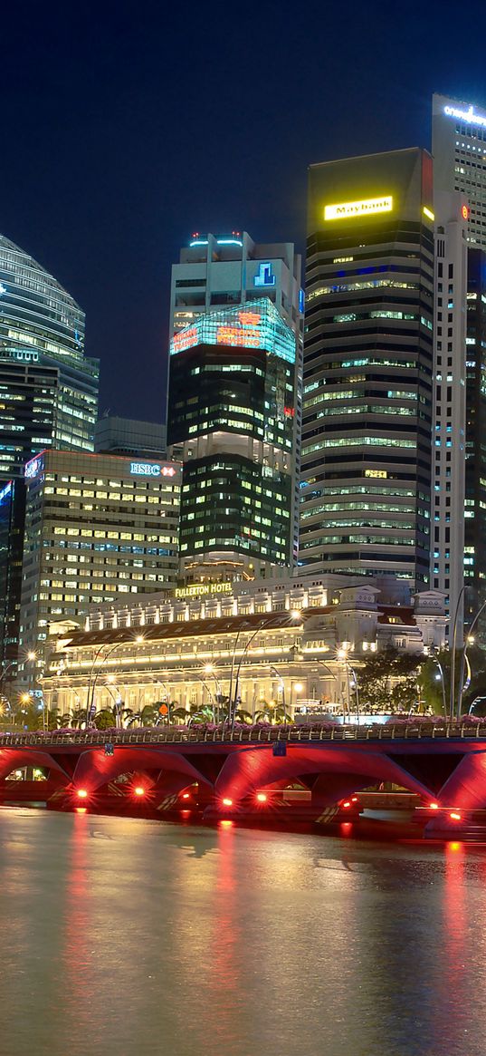 singapore, river, night, night city