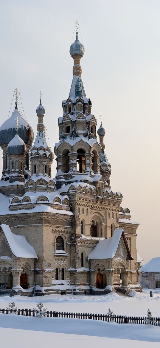 redeemer cathedral, village, kukoba, yaroslavl region, church, winter, snow, cold, russia