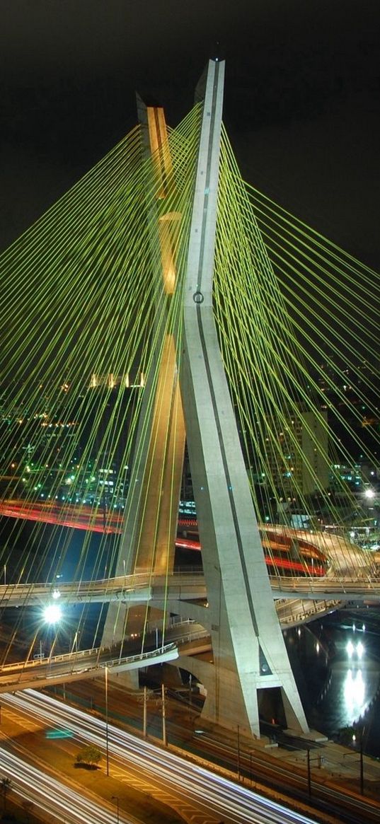 brazil, bridge, building, night