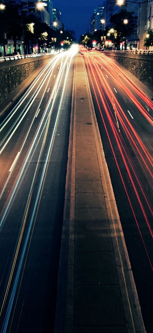 night, city, road, lights, motion, speed, street, car