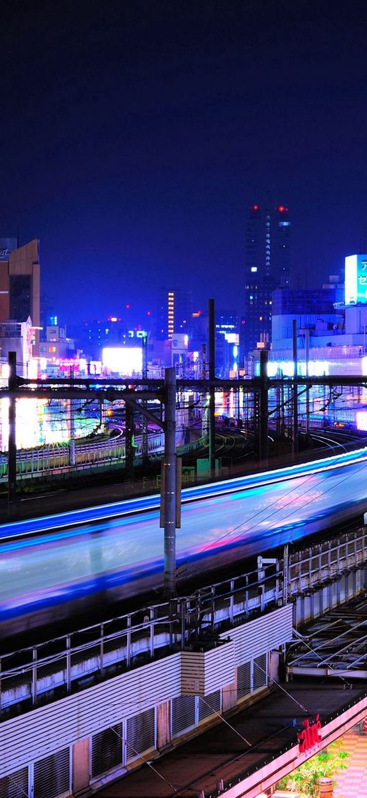 night, lights, buildings, railway station, ueno, tokyo