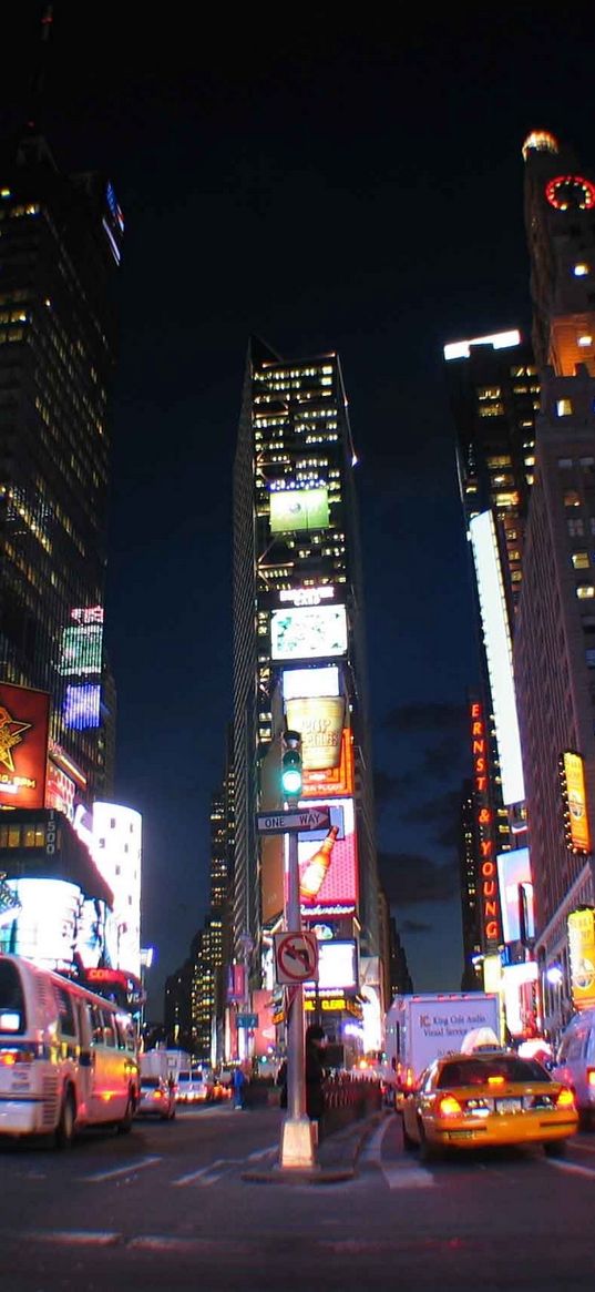 new york, city, night, lights, times square