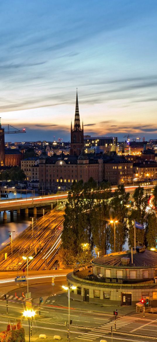 stockholm, sweden, evening, lights of the city