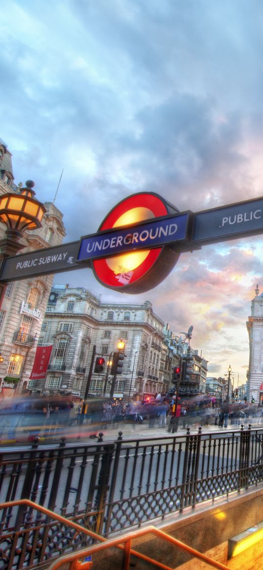 street cars, street, city, people, windows, subway, signs, houses, london