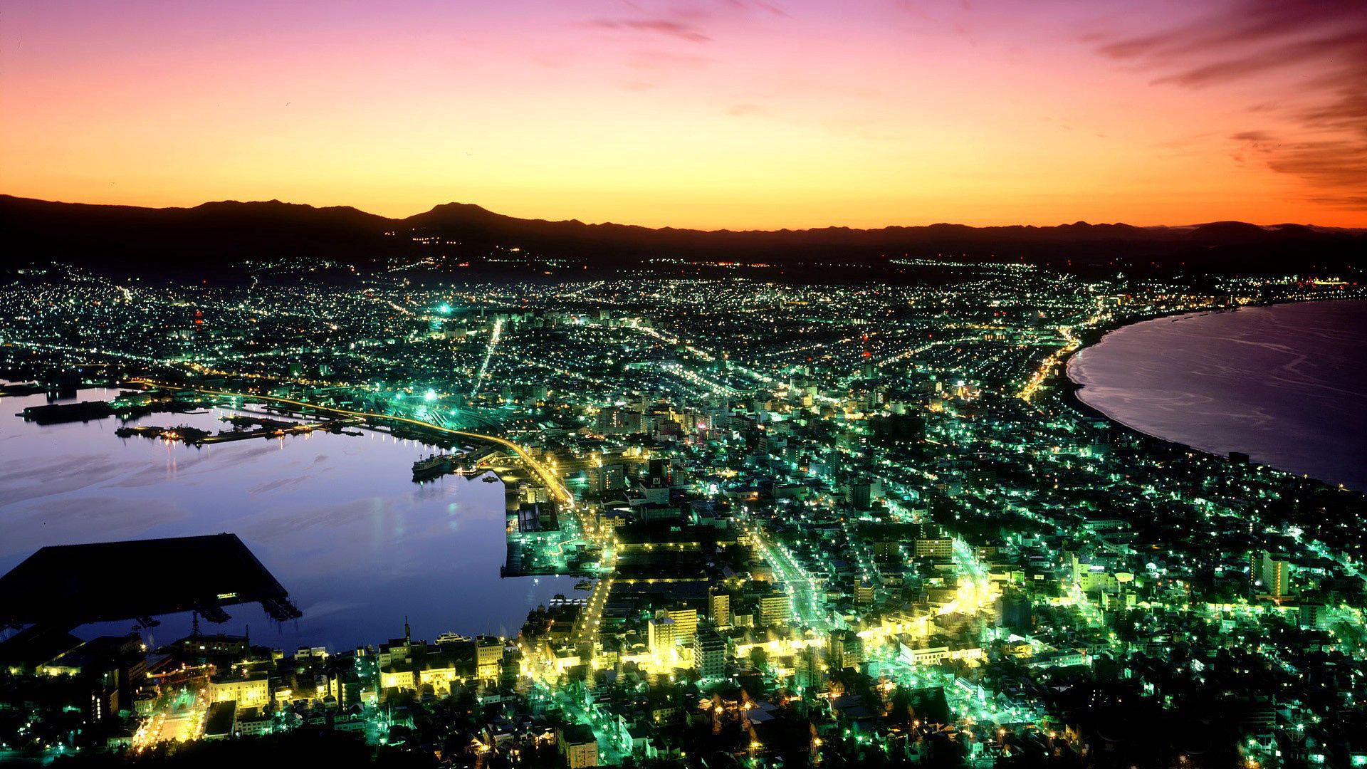 japan, night, top view, panorama